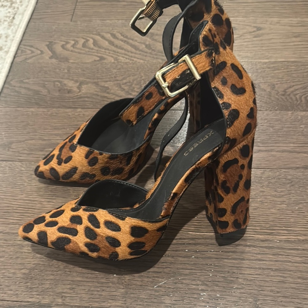 Express leopard Brown and Black Block Heel Shoes